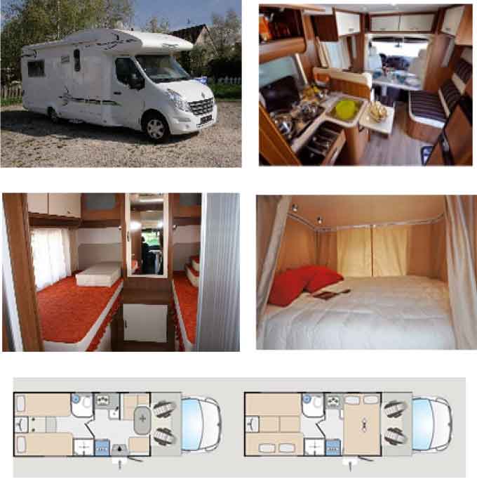 Teilintegriert mit Einzelbett & Hubbett